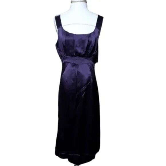 MoMo Women's Maternity Dress "Molly" 100% Silk Pleated Plum Size Small - Picture 2 of 7